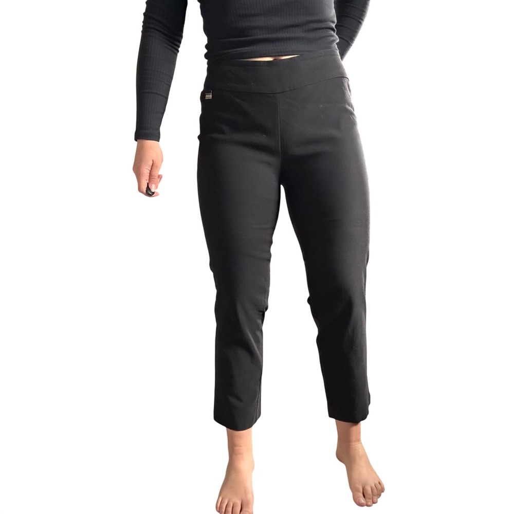 Black Work‎ Pull On Ankle Pants - High Rise Stretch Slim Fit 12-14
